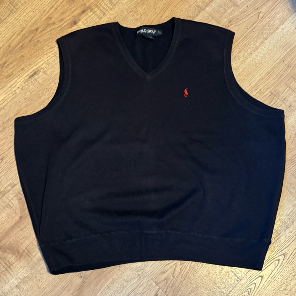Ralph Lauren Black Sleeveless V-Neck Sweater Vest with Red Pony